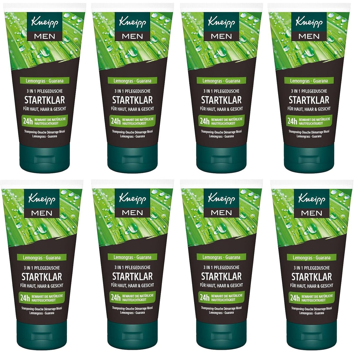 297525 - KNEIPP MEN 3 në 1 Care Shower Ready Travel Size - Xhel Dushi Rigjallërues për Lëkurë, Flokë dhe Fytyrë - Paketim i Shumëfishtë 8 x 50ml