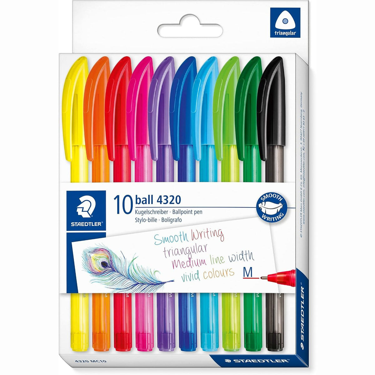 296506 - STAEDTLER Stilolaps trekëndësh, gjerësia e vijës M 1.00 mm, 10 stilolapsa me ngjyra, 4320 MC10