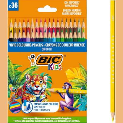 296357 - BIC - Lapsa me ngjyra për fëmijë, pako me 36 copë, 100% dru të marrë në mënyrë të përgjegjshme