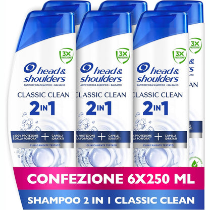 271931 - HEAD & SHOULDERS Shampo dhe balsam kundër zbokthit Classic Clean 2 në 1, ndjesi freskie 6x250ml