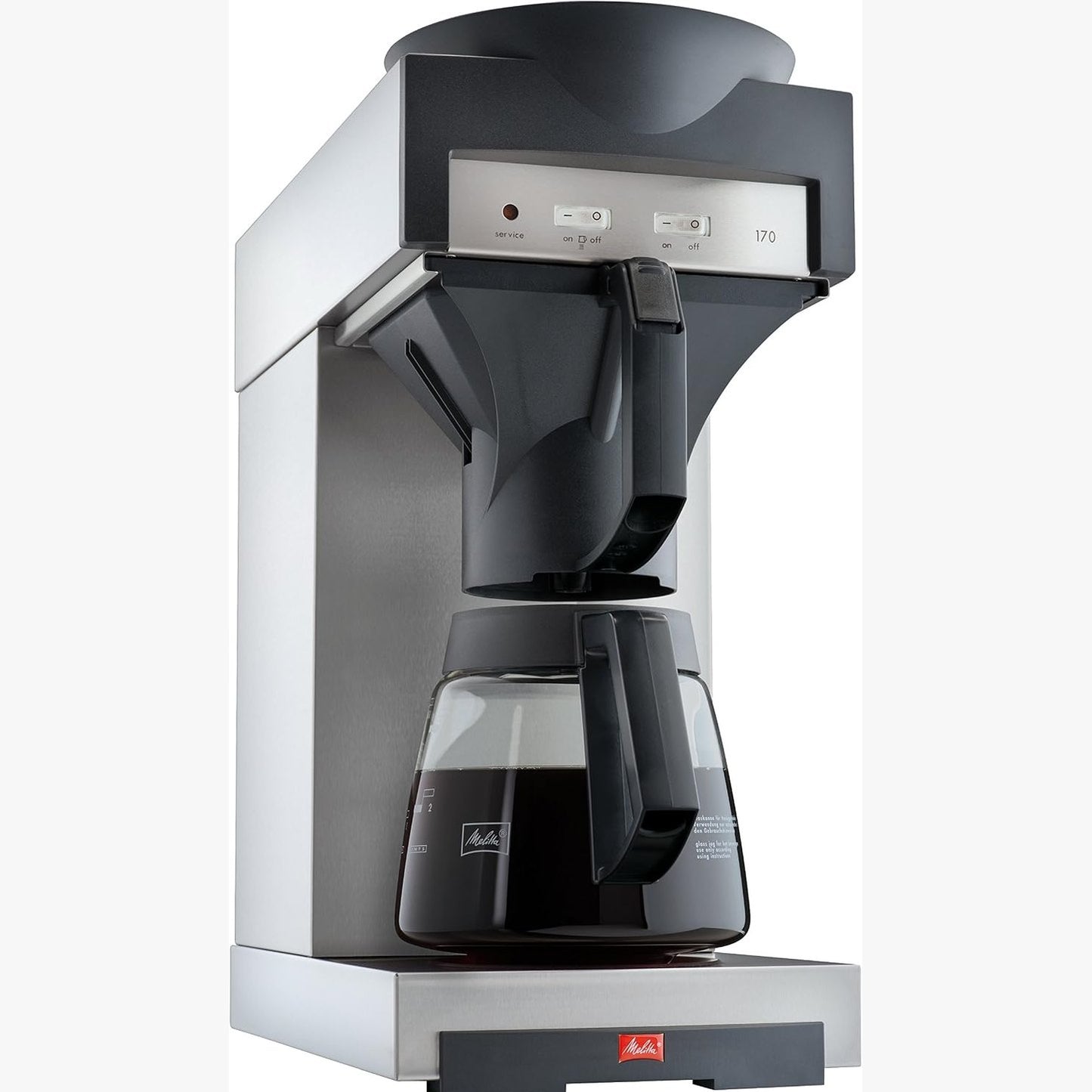 288091 - MELITTA MAKINË KAFEJE ME FILTËR 20348 ME KARAFE QELQI, 1.8L, PJATË NGROHËSE, 17M, ÇELIK INOX/E ZEZË