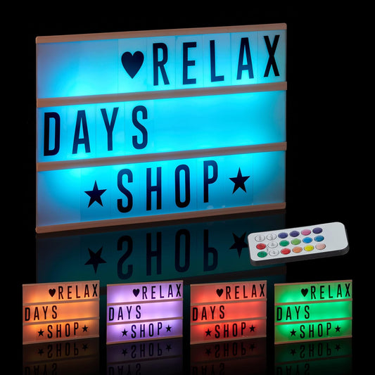 198204 - RELAXDAYS Kutia e Ndricuar me Ndërroje Ngjyrën, Me 85 Shkronja dhe Simbole, 3 Rreshta, Funskionon Me Bateri, Llambë e Bardhë, Kornizë