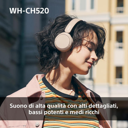 53236 - SONY Kufje WH-CH520 me Lidhje Bluetooth, Mikrofon, Bateri që zgjat deri në 50 Orë, Karikim të Shpejtë - Ngjyra e Zezë