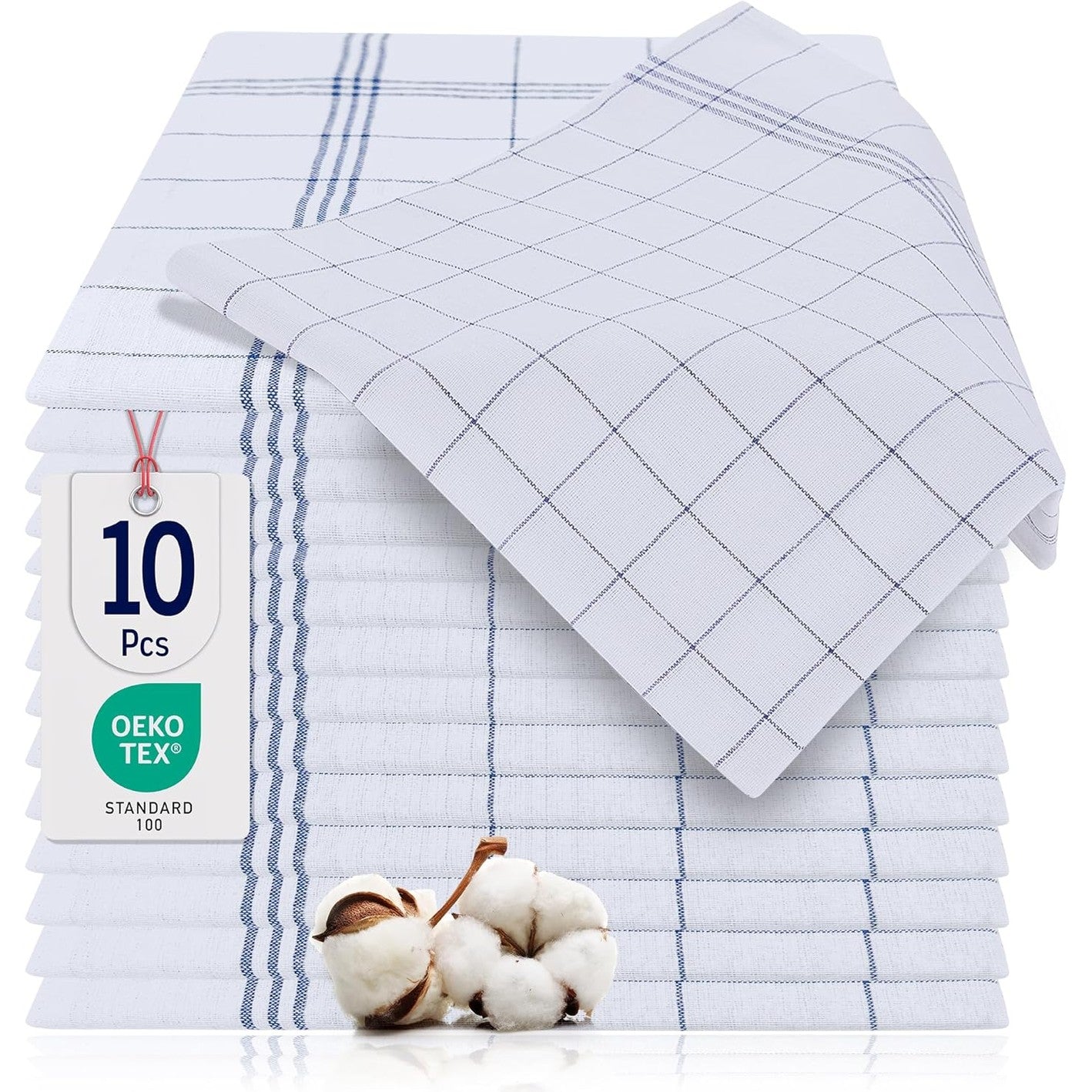 224242 - BARBONS - Peshqirët e kuzhinës, set me 10 copë - Pambuk, 50x70 cm - I çertifikuar Oeko-TEX - Blu