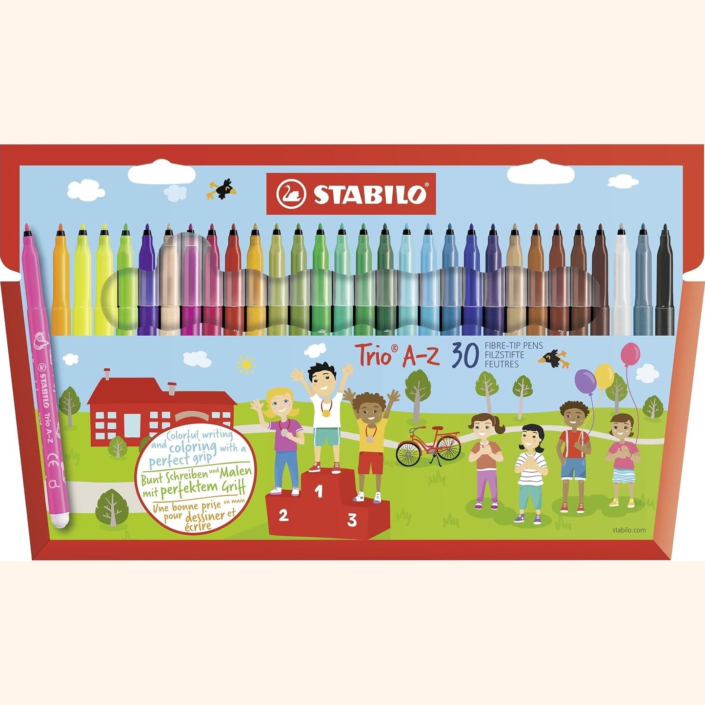 320622 - STABILO Trio AZ - Shënjues ngjyrosës - Kuti kartoni x 30 shënjues me majë të mesme - 5 shënjues fluoreshent