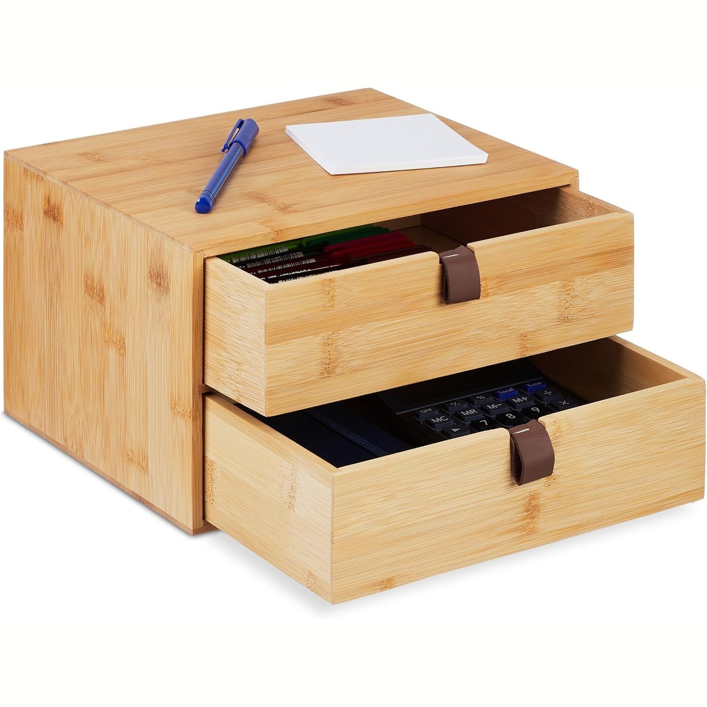 222906 - Relaxdays Organizues Tavoline, 2 Sirtarë, Bambu, 14.5 x 25 x 20 cm