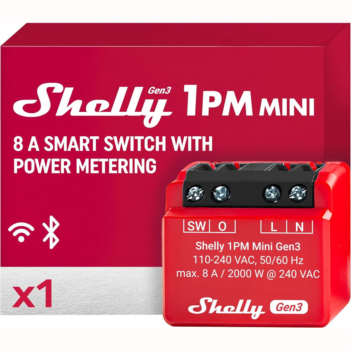 314912 - SHELLY 1PM MINI GEN3 - NDËRPRERËS RELEJE INTELIGJENTE WI-FI, MATËS ENERGJIE, 1 KANAL, 8A, NDËRPRERËS DRITE, NGROHJE, SHTËPI INTELIGJENTE, KOHËMATËS, ALEXA DHE GOOGLE HOME, NUK KËRKOHET HUB