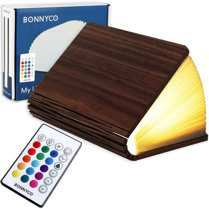 218354 - BONNYCO Llambë Libri LED prej Druri e Palosshme me Telekomandë, 16 Ngjyra dhe Kohëmatës, Llambë Pajisjesh Lumio