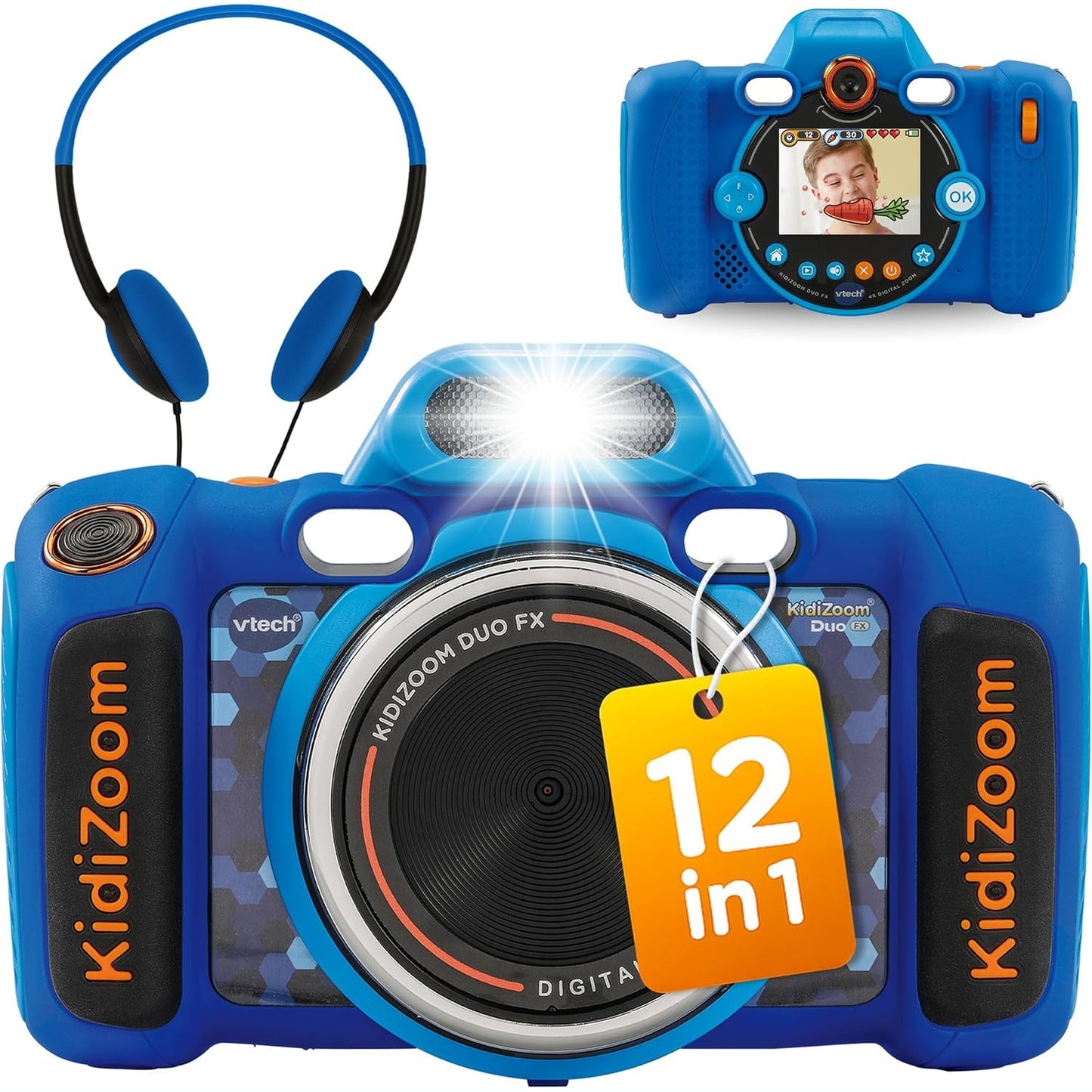 292276 - VTECH KidiZoom Duo FX - Kamera Dixhitale për Fëmijë, Funksion Selfie dhe Videoje, për Fëmijë 4 Vjeç e Sipër, Blu