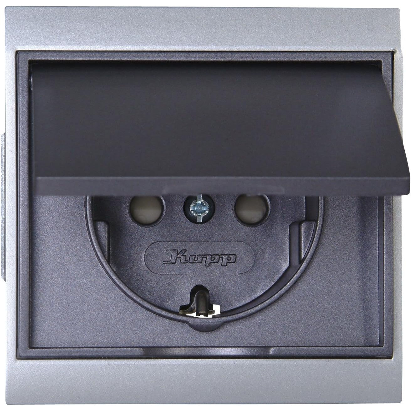 165188 - KOPP - Priza Maltë me 2 Kontakte Mbrojtëse dhe Mbrojtje të Shtuar të Kontaktit, Ngjyra Argjendi-Antracit, Modeli 911550081