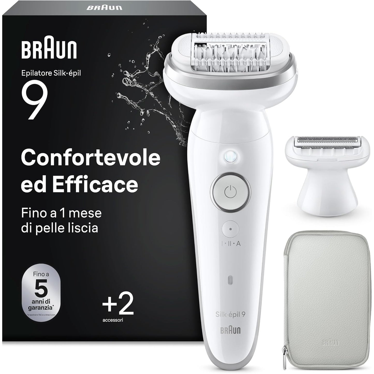 315166 - k-épil 9, 9-041, epilator me kokë rrotulluese, rezistent ndaj ujit, me kokë rroje për femra dhe krehër shkurtues, e bardhë/argjendtë