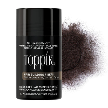 303236 - TOPPIK Fibra flokësh ngjyrë kafe të errët, Pudër flokësh për një pamje autentike, 12g, Fibra flokësh për rënien e flokëve për burra dhe gra