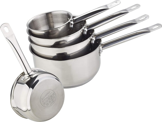 217192 - KAMBERG Pro Range Set me 5 tenxhere çeliku inox (12/14/16/18/20 cm), çelik inox me cilësi të lartë, dorezë argjendi rezistente ndaj nxehtësisë, i përshtatshëm për të gjitha sobat, përfshirë induksionin, 0008077
