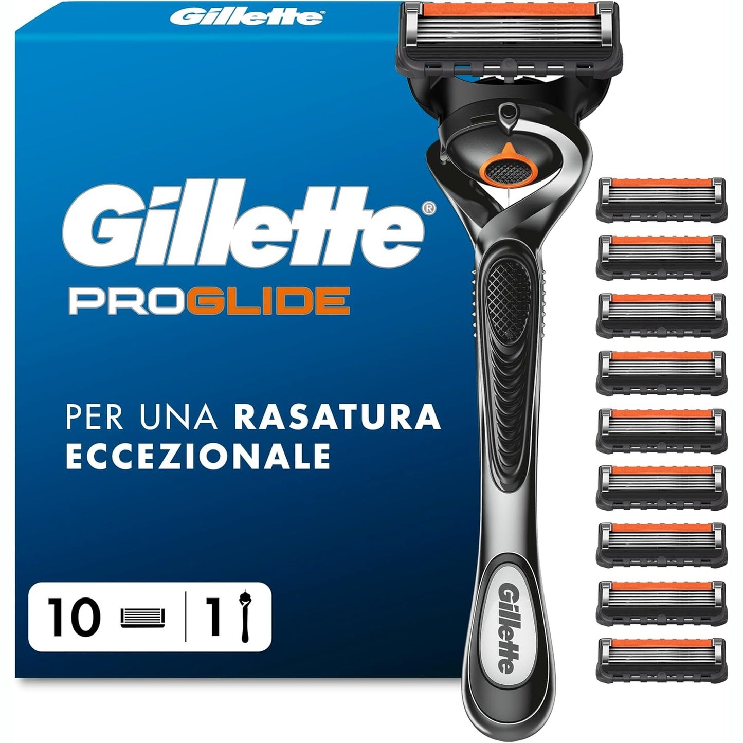 289622 - GILLETTE Brisk Manual Proglide 1 | 10 Tehe Mbushëse | Rroje e Thellë | Lubrifikim të Dyfishtë Para dhe Pas Teheve | Teh për Mjekër për Meshkuj