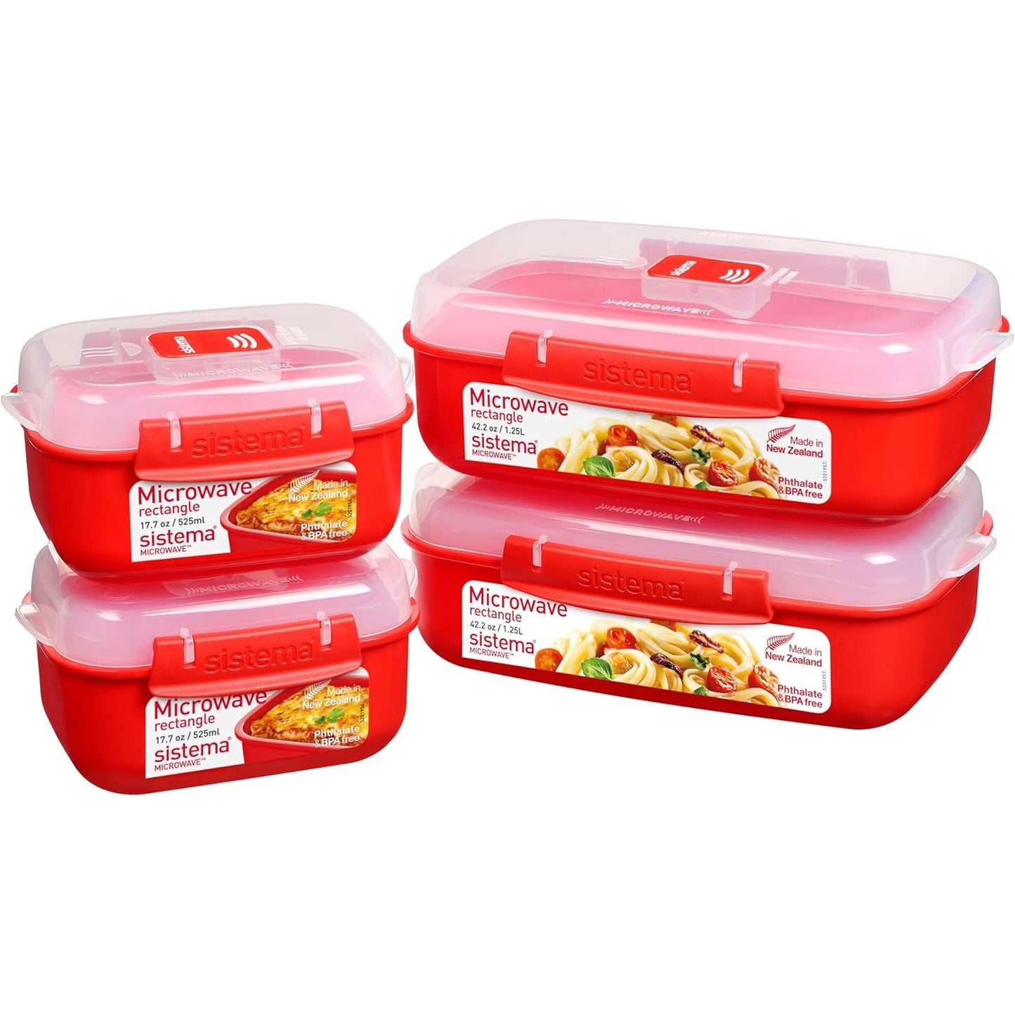 251470 - SET ENESH PËR RUJTJEN E USHQIMIT SISTEMA, 4 ENË DREJTKËNDËSHE ME KAPAKË (2 X 1.25 L + 2 X 525 ML), PA BPA