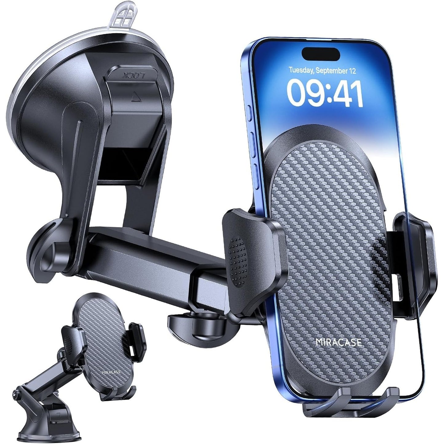 320326 - Miracase Mbajtëse Telefoni për Makinë, Gotë Thithëse e Fuqishme, Rrotullim 360°, për Telefona 4-7.2"