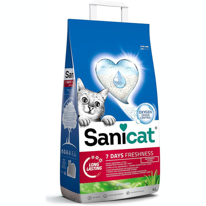 258311 - Sanicat - Plehra Klasike për Mace me Aromë Aloe Vera, Kontroll i Erës 7-ditore, Thithje e Shpejtë, Madhësia: 4 L