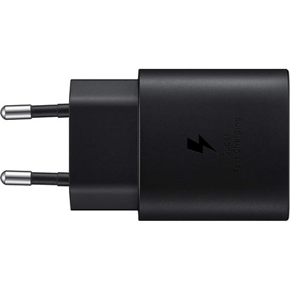 294344 - SAMSUNG KARIKUES USB-C, 25W, ultra i shpejtë, adaptor USB-C në USB, karikues i shpejtë, karikues origjinal, kabllo nuk përfshihet, i zi