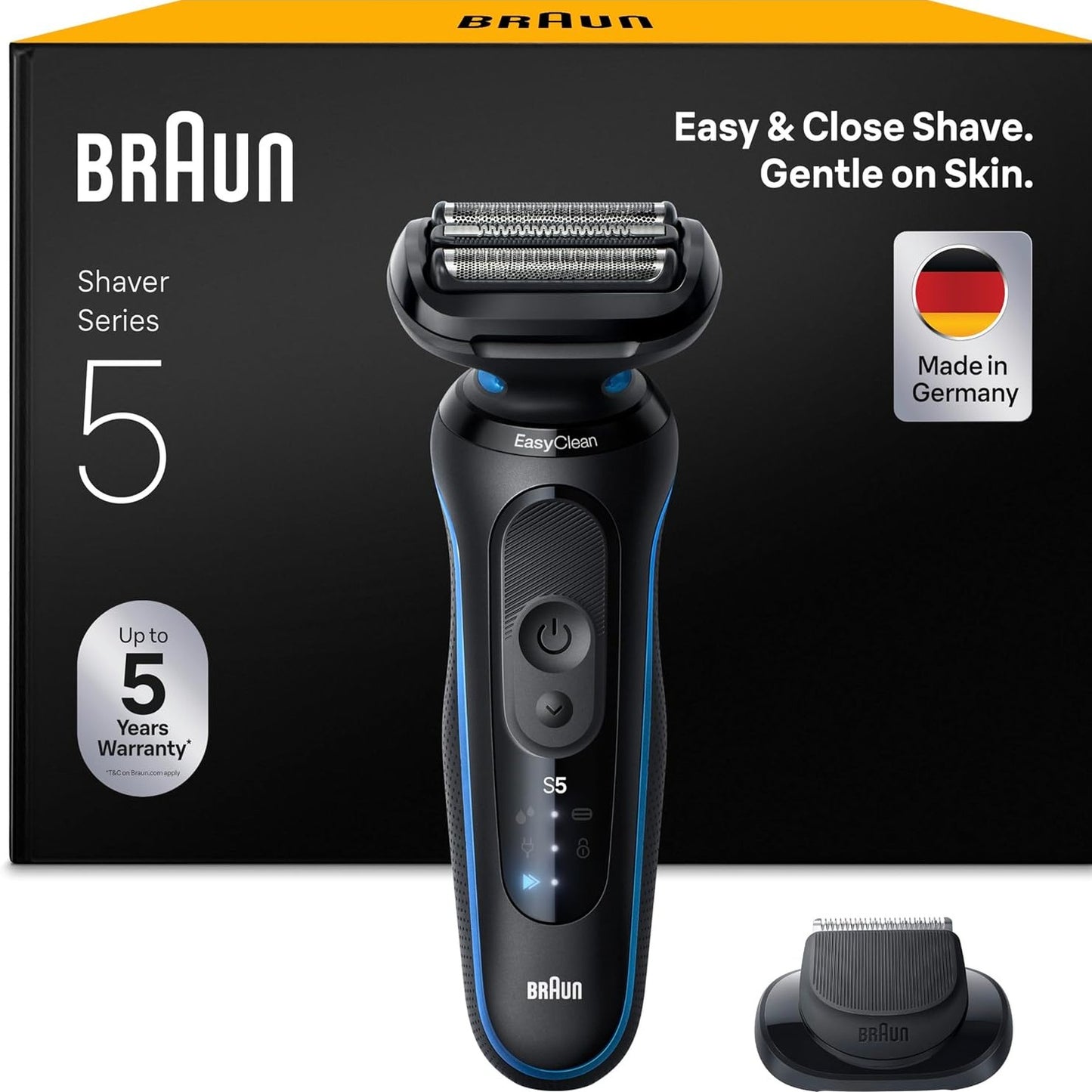 271065 - BRAUN Makinë rroje elektrike Series 5, për flokë të lagur dhe të thatë, përdorim 50 minuta, 100% rezistente ndaj ujit, 52-B1200si, blu