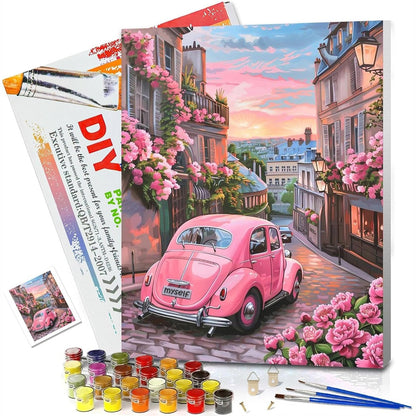 257394 - JATOK - Bojë me Numra për të Rritur me Kornizë - Makinë Bëje Vetë me Furça dhe Ngjyra Akrilike - Kanavacë për Pikturë me Vaj - Dimension: 30x40 cm