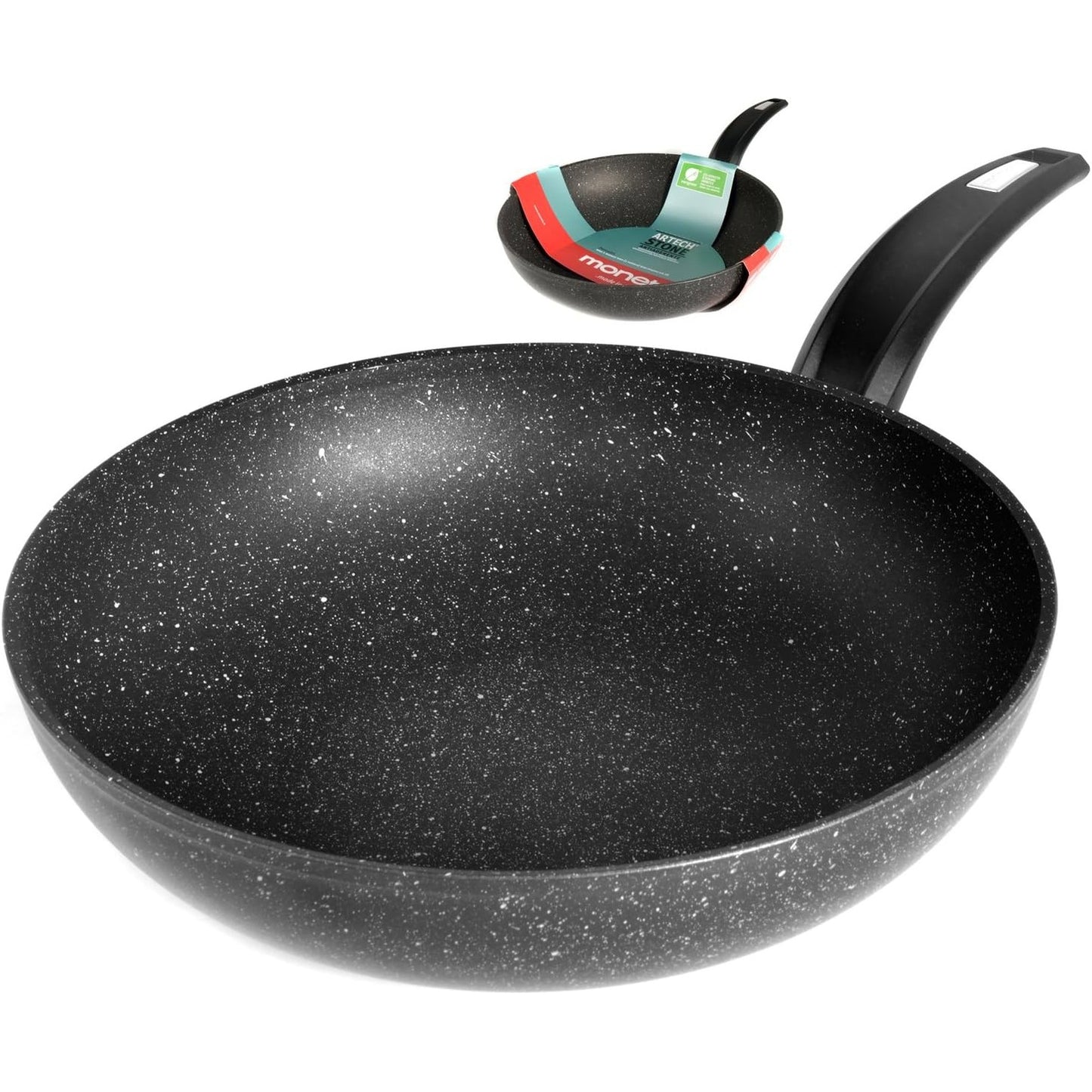 187470 - MONETA Enë Gatimi Wok Jo-ngjitëse, Prej Guri Hercules, Alumini i Veshur, E Zezë, 28 cm