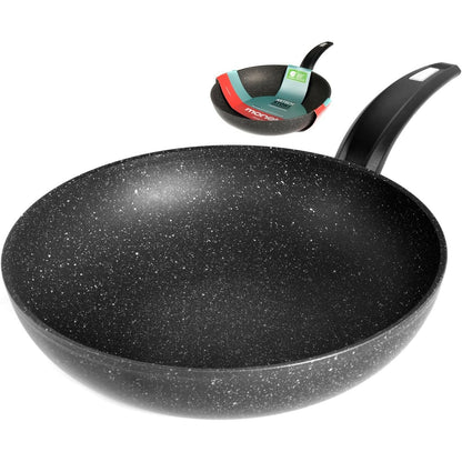 187470 - MONETA Enë Gatimi Wok Jo-ngjitëse, Prej Guri Hercules, Alumini i Veshur, E Zezë, 28 cm