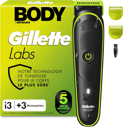 321098 - GILLETTE LABS i3, Makinë prerëse për trupin + intim për meshkuj, e zezë/e gjelbër