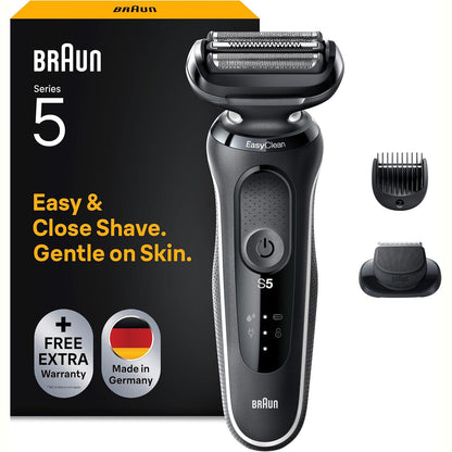 311036 - BRAUN Makinë rroje elektrike Series 5, me aksesor prerës mjekre, tehe fleksibël, AutoSense, EasyClean, e lagur dhe e thatë, e rikarikueshme, 51-W1500s e bardhë