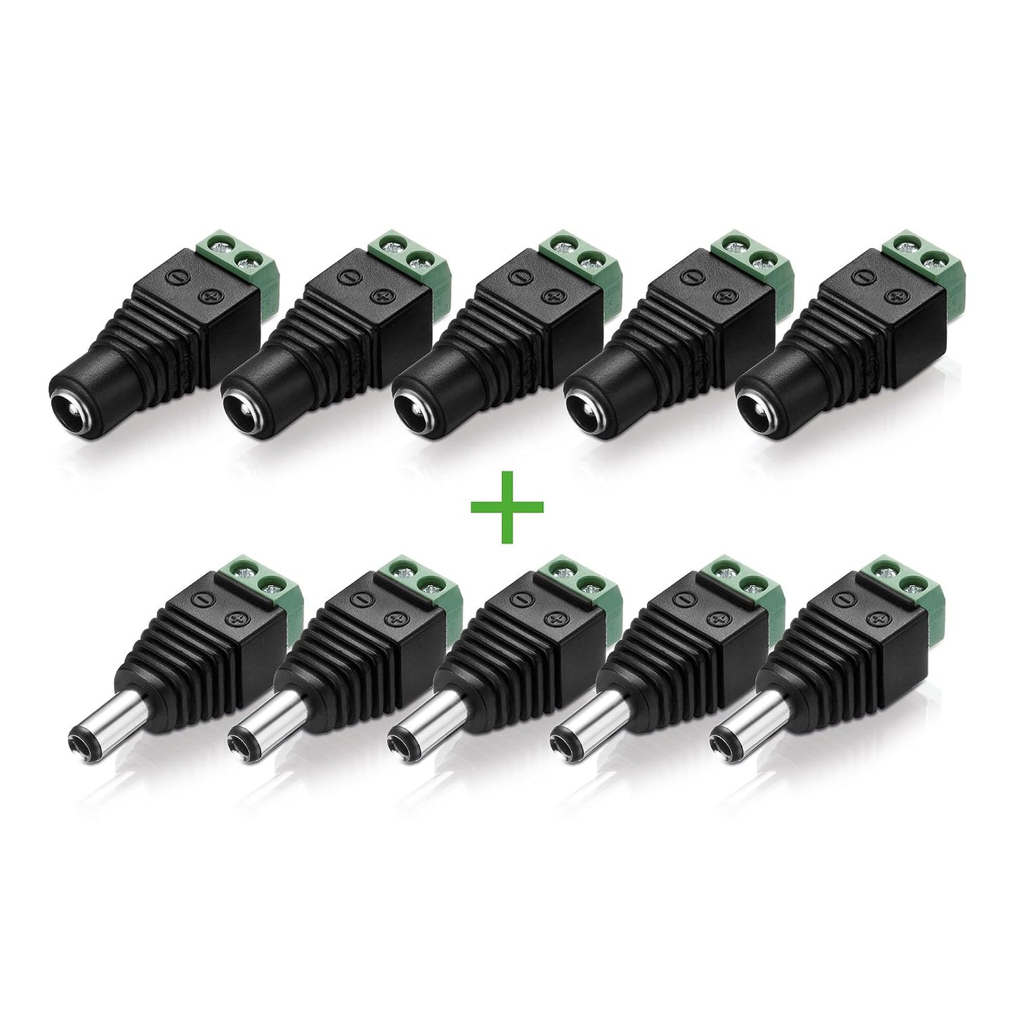 269338 - Lidhje, adaptor rryme DC 5.5 x 2.5 mm në bllok terminali dypolar (5x) + adaptor rryme DC prizë DC 5.5 x 2.5 mm në bllok terminali dypolar (5x)