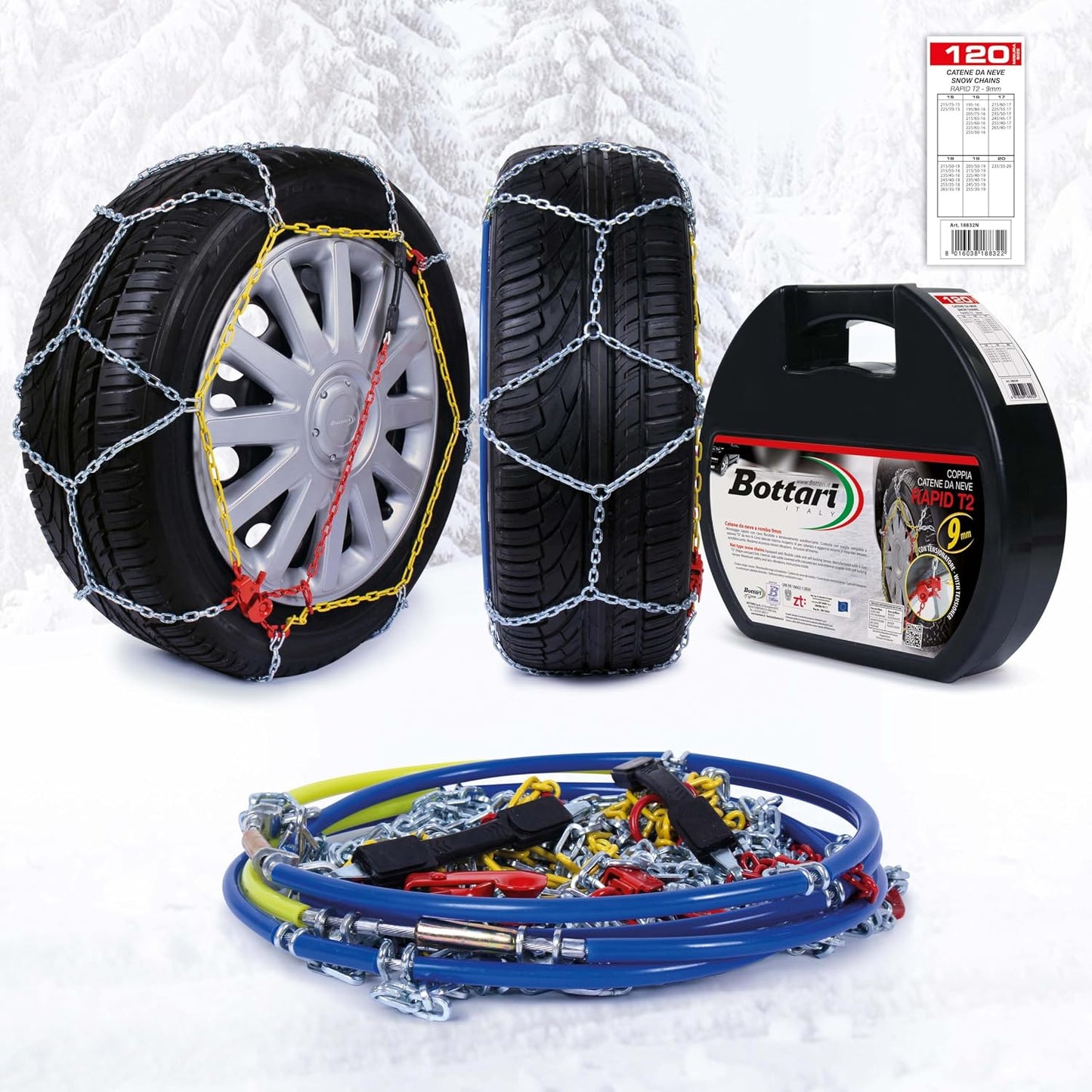 293164 - BOTTARI 18832 "Rapid T2": Zinxhirë dëbore 9 mm, Madhësia 120, të pajtueshëm me ABS dhe ESP