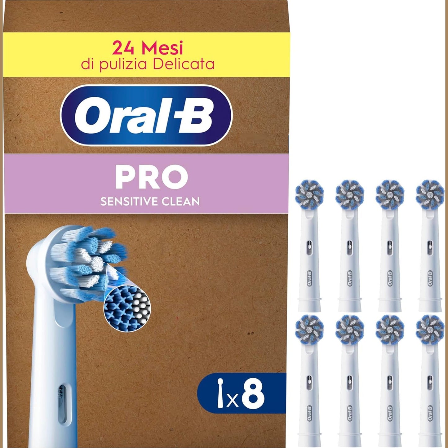 316177 - ORAL-B Koka furçash dhëmbësh elektrike Sensitive Clean, pako me 8, të bardha