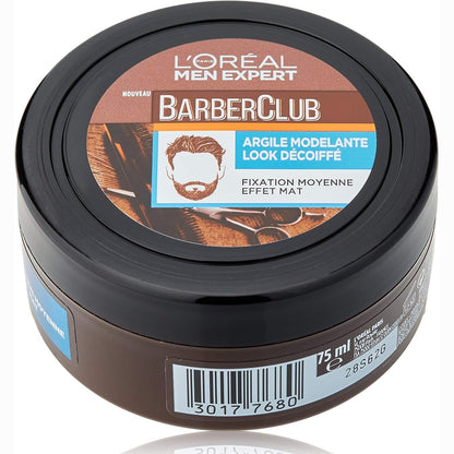 275925 - L'ORÉAL MEN EXPERT - BarberClub - Argjilë Skulpturuese me Look të Çrregullt - Fiksim i Mesëm dhe Përfundim Mat - 75 ml