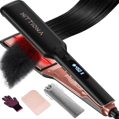 315636 - HITTIONA Pjastër flokësh profesionale qeramike 1.75", jonik, kontroll individual i temperaturës (150℃-230°C), tension i dyfishtë