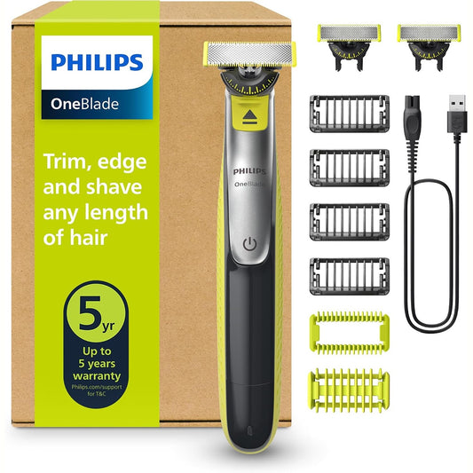 274977 - PHILIPS OneBlade QP2834/31, Makinë elektrike për prerjen e mjekrës 360 gradë, 3 tehe 360 gradë, 4 krehëra mjekre (1, 2, 3, 5 mm), për fytyrën dhe trupin