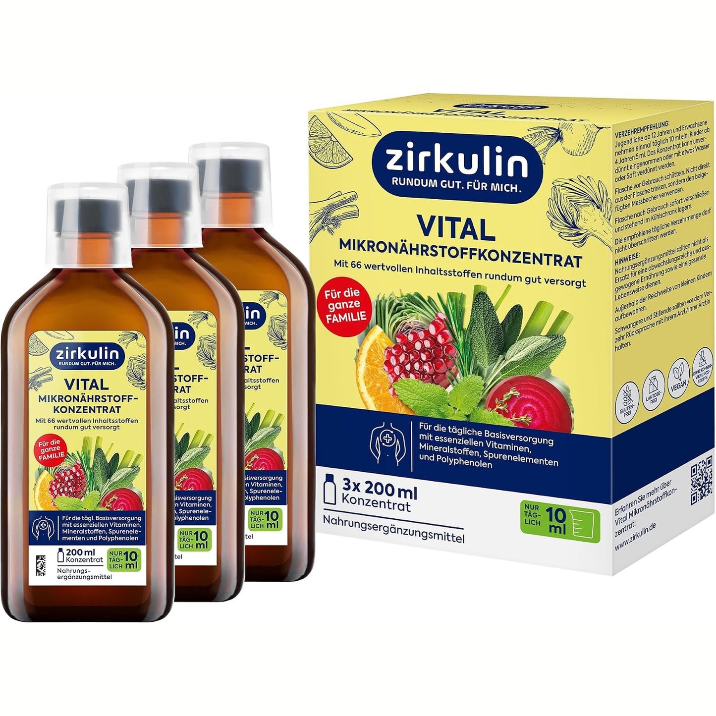 316150 - ZIRKULIN Koncentrat Mikronutrientësh 3x200ml, furnizim 60-ditor, 66 substanca jetësore