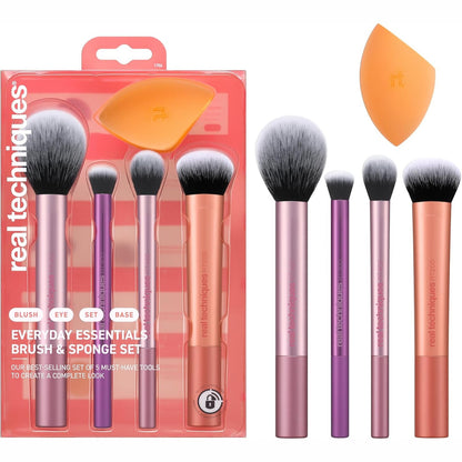 321537 - REAL TECHNIQUES Kit sfungjeri për makijazh Everyday Essentials, set me 5 pjesë, për fondatinë, skuqës, bronzues