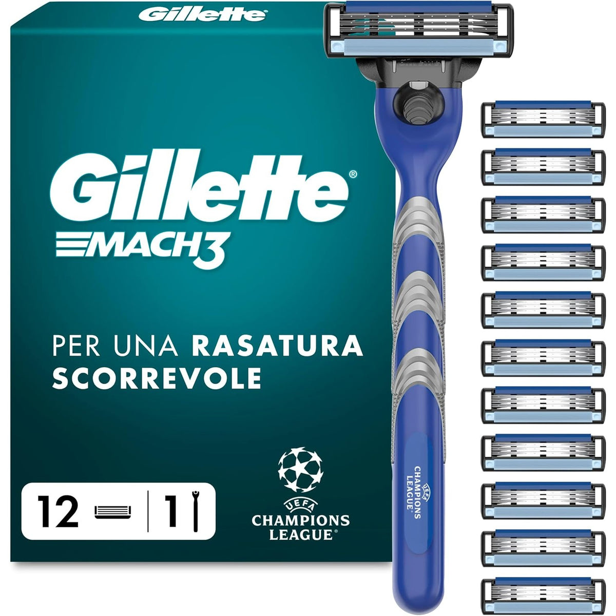 311372 - GILLETTE Brisk standard Mach 3 për burra, metalik, blu/gri