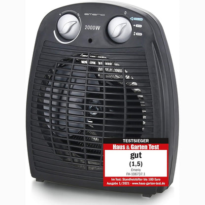 293734 - EMERIO FH-106737.2 Ngrohës i vogël kompakt me ventilator për 20 m², 2 nivele fuqie ngrohjeje, funksion ventilatori, termostat i rregullueshëm, çelës sigurie, dorezë, 2000 W