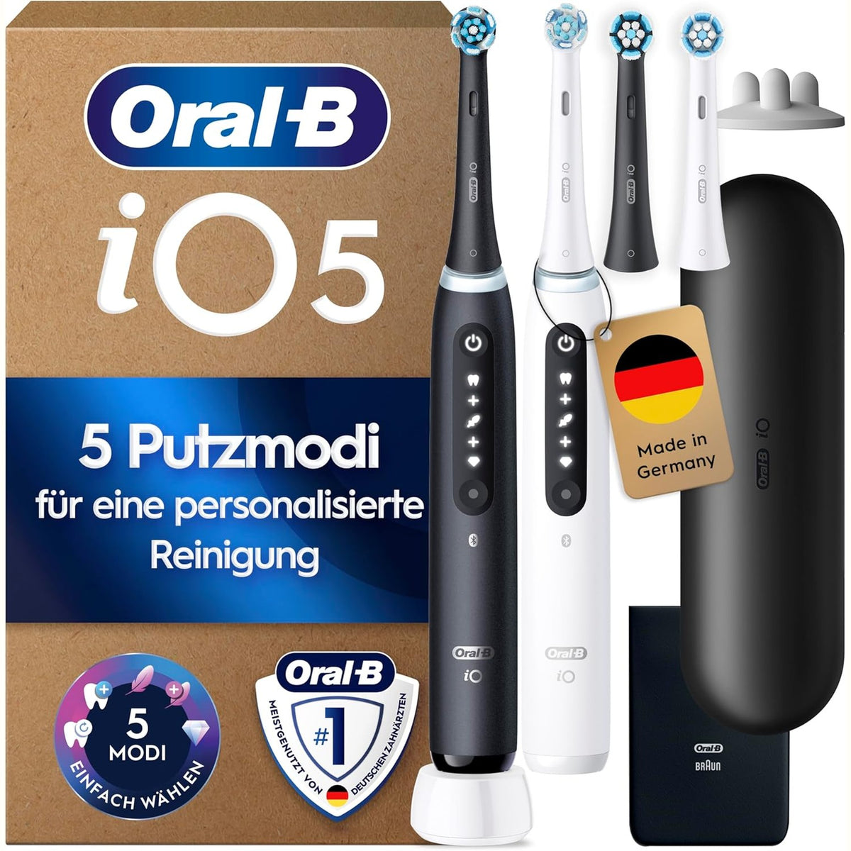 289403 - ORAL-B Furça dhëmbësh elektrike iO 5N - Të zeza dhe të bardha, pako me 2 copë
