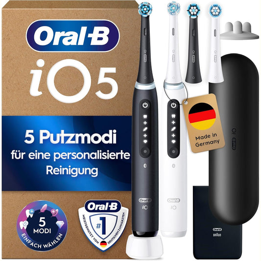 289403 - ORAL-B Furça dhëmbësh elektrike iO 5N - Të zeza dhe të bardha, pako me 2 copë