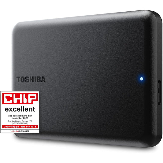 266202 - TOSHIBA Disk i jashtëm i ngurtë portativ Canvio Partner 1TB, 2.5", USB 3.2, Pajtueshëm me Mac dhe Windows, Xbox, PS4, PS5