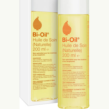 316328 - BI-OIL Vaj Natyral për Kujdesin e Lëkurës - Kujdes i specializuar për strijat, plagët, lëkurën e thatë dhe tonin e pabarabartë të lëkurës - Formulë 100% natyrale - Ideale gjatë shtatzënisë - 1 x 200 ml