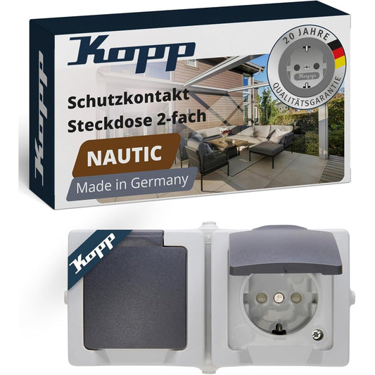 164156 - KOPP - Seti prej 2 prizash me mbulesë në pozicion horizontal, ngjyrë gri, Modeli 137056002