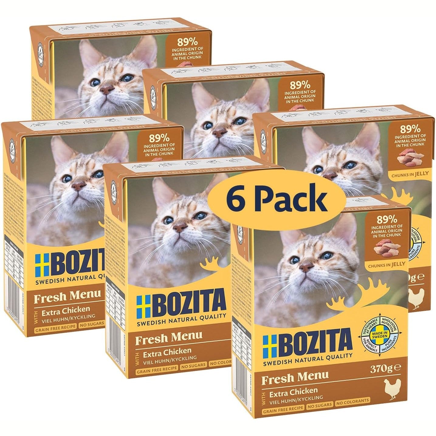 216378 - BOZITA Ushqim për Mace në Pelte me Pulë - 6x370g, pa Drithëra dhe Sheqer