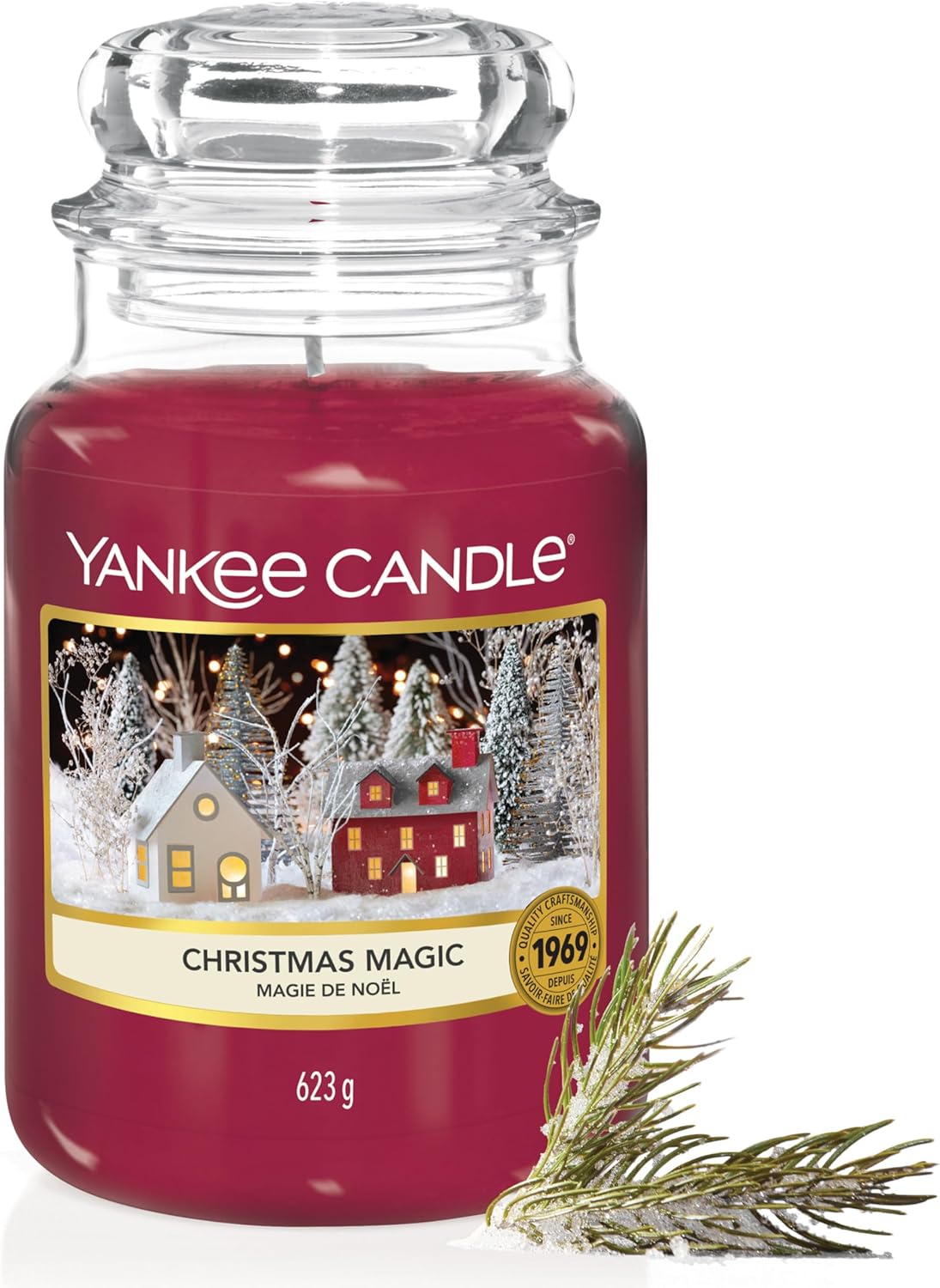 167569 - YANKEE CANDLE Qiri Aromatik në Kavanoz, Madhësi e Madhe, Magjia e Krishtlindjeve, Kohen e Djegies së qiririt deri në 150 Orë