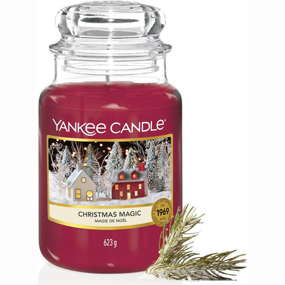 187667 - YANKEE CANDLE Qiri Aromatik, Kavanoz i Madh, Aroma Magjia e Festave, deri në 150 Orë Kohë Djegie, Dhuratë ideale për Gratë