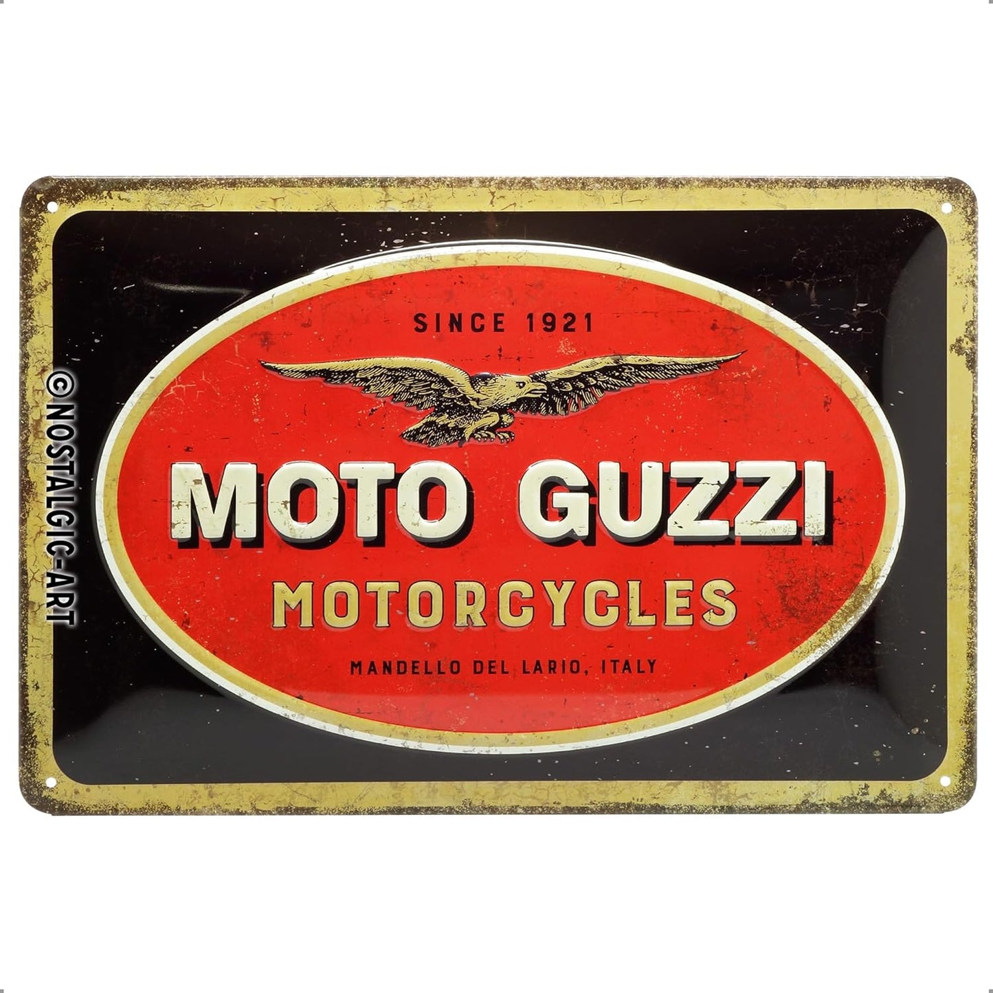 252972 - Tabelë Retro kallaji, 20 x 30 cm, Moto Guzzi – Logo Motoçikletash, Produkt Zyrtar i Licencuar, Dizajn Vintage