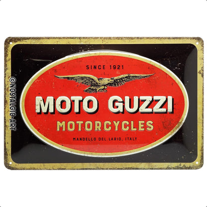 252972 - Tabelë Retro kallaji, 20 x 30 cm, Moto Guzzi – Logo Motoçikletash, Produkt Zyrtar i Licencuar, Dizajn Vintage