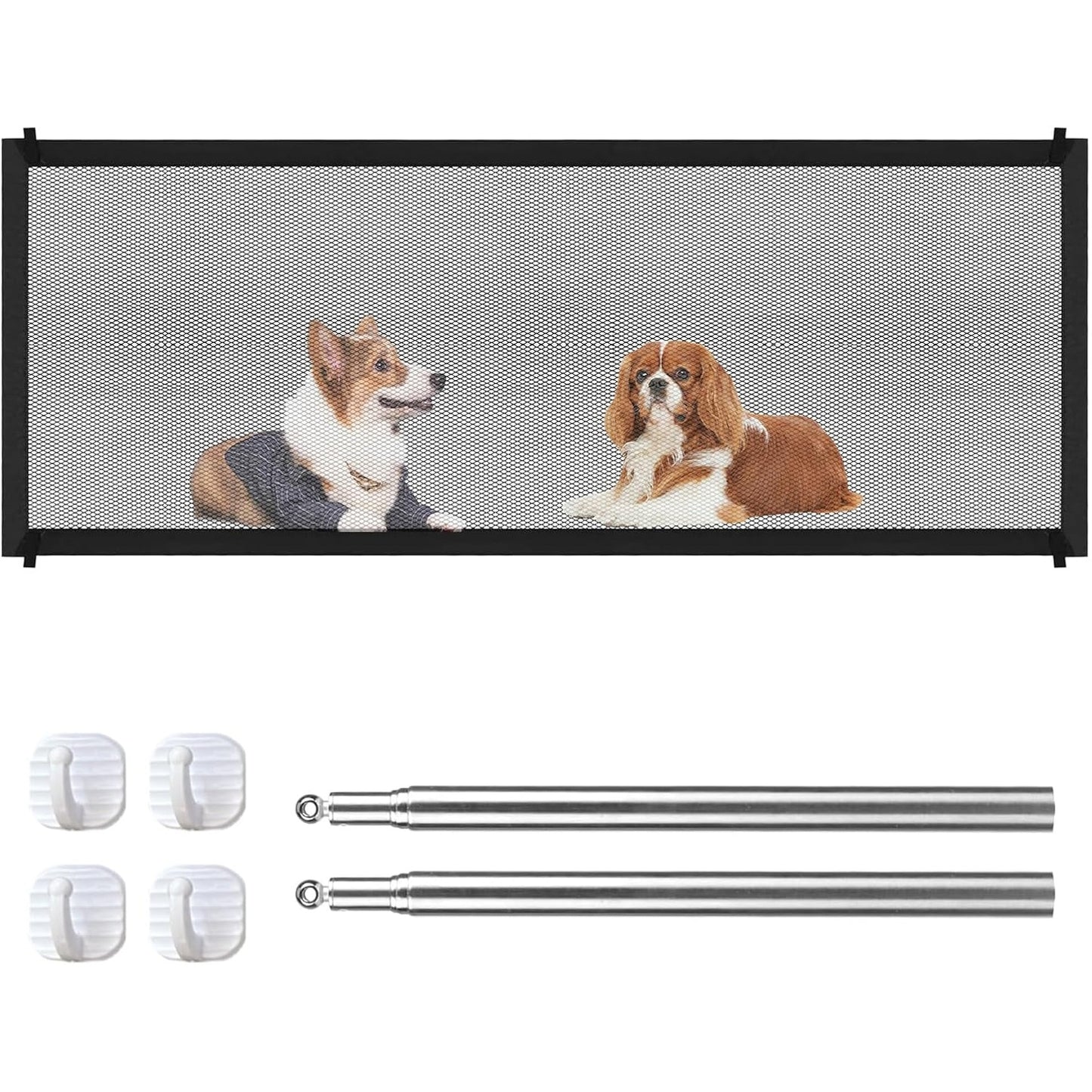 248816 - GUOYOU Portë Sigurie për Kafshët Shtëpiake 180x72 cm, Nuk Kërkohet Shpim, Portë Magjike Shkallëshe, Mbrojtje Portative e Derës për Qen dhe Mace, Ideale për Shtëpi dhe Shkallë
