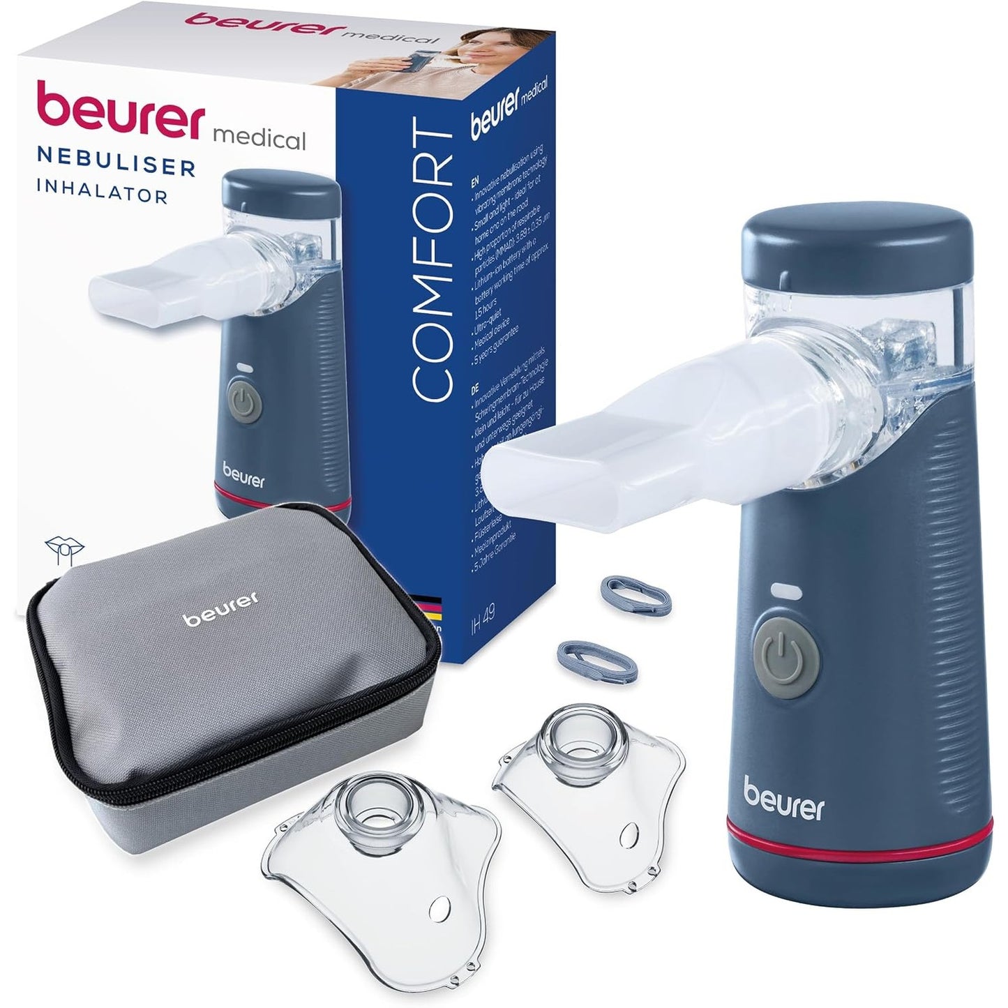 292867 - BEURER Aerosol inhalimi portativ IH 49, bateri e rikarikueshme, e qetë, për fëmijë dhe të rritur, teknologji membrane osciluese